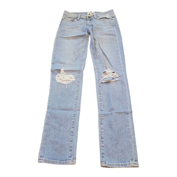 Paige Distressed Straight Light Wash Stretch Jeans Size 26 - Picture 2 of 8